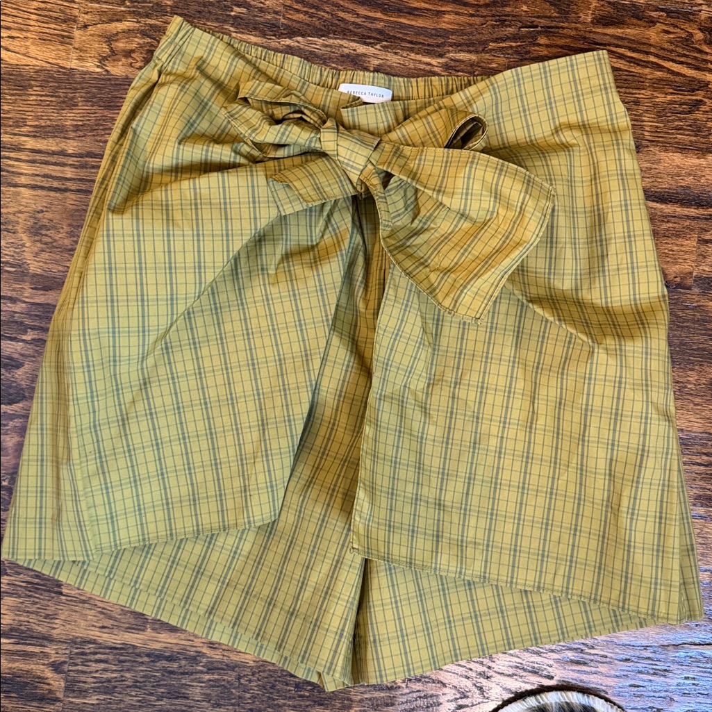 Rebecca Taylor Mustard Plaid Drawstring Skort Nwt